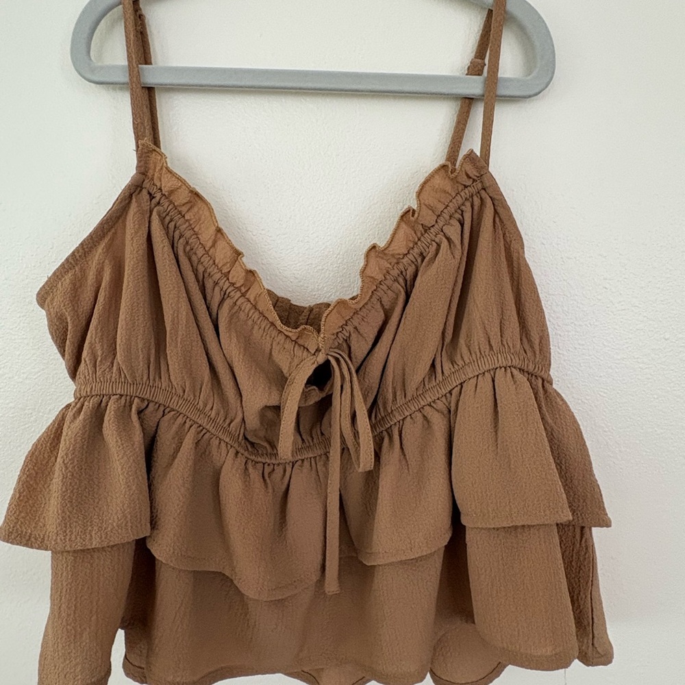 wild fable Brown Tiered Ruffle Cami Top